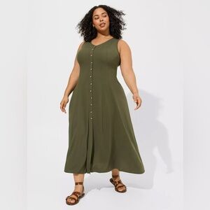 Torrid Maxi Rayon Slub Button Front Corset Back Dress